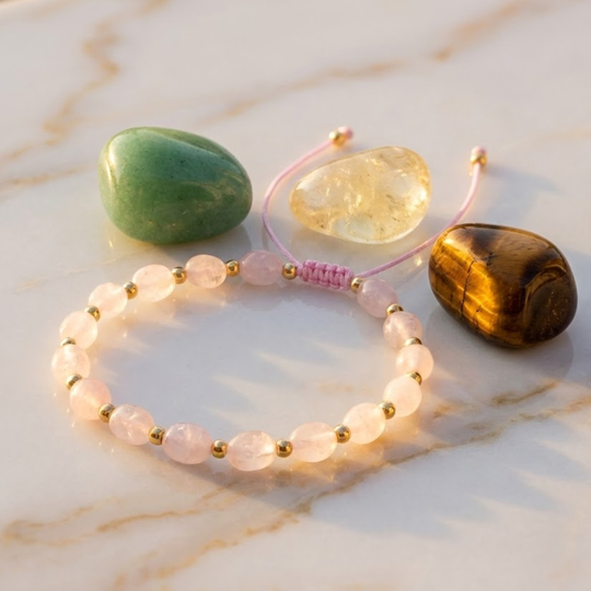 Zestaw Szczęście + Miłość - Bransoletka, Świeca i Kamienie