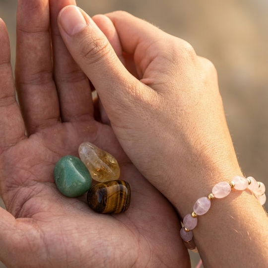 Zestaw Szczęście + Miłość - Bransoletka, Świeca i Kamienie