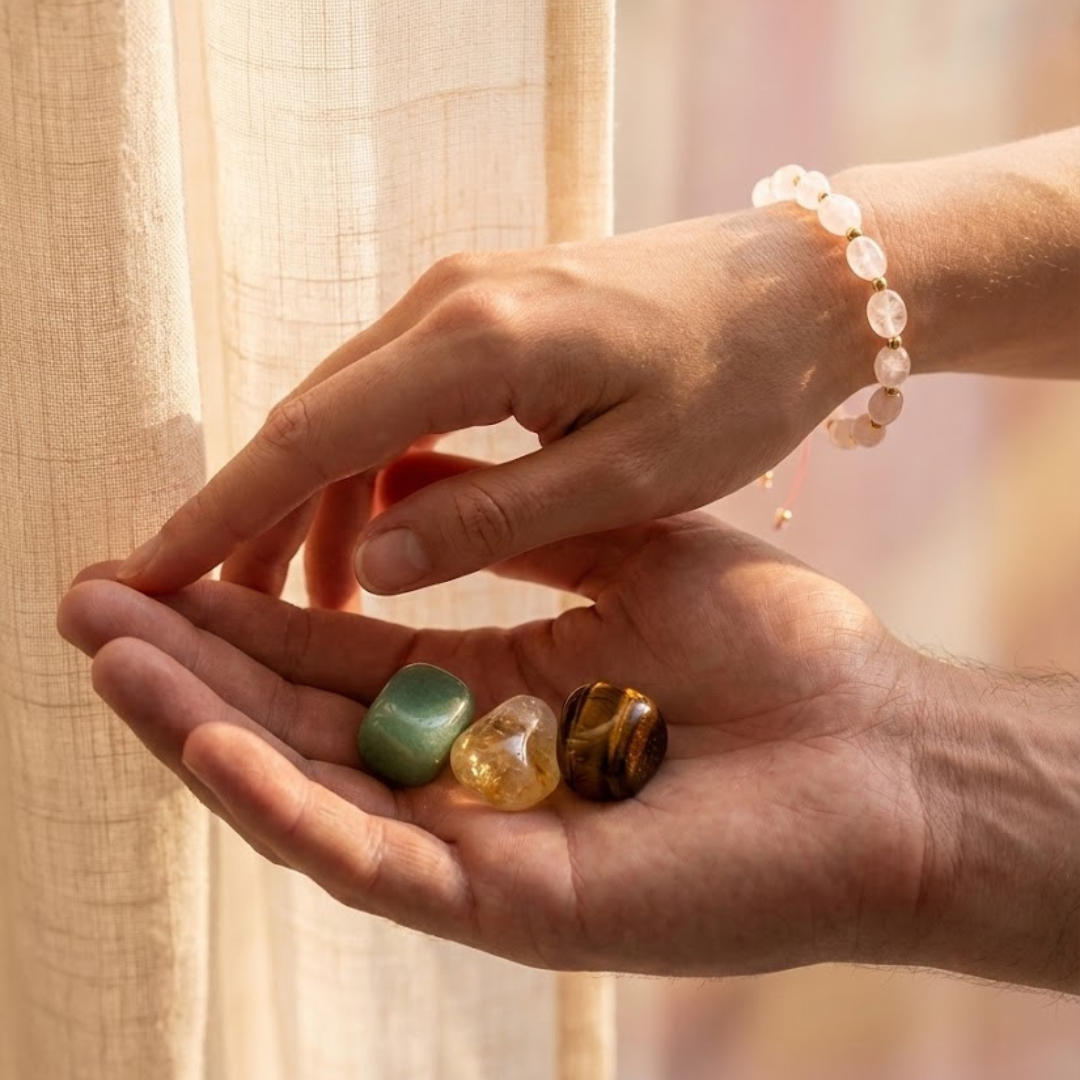 Zestaw Szczęście + Miłość - Bransoletka, Świeca i Kamienie