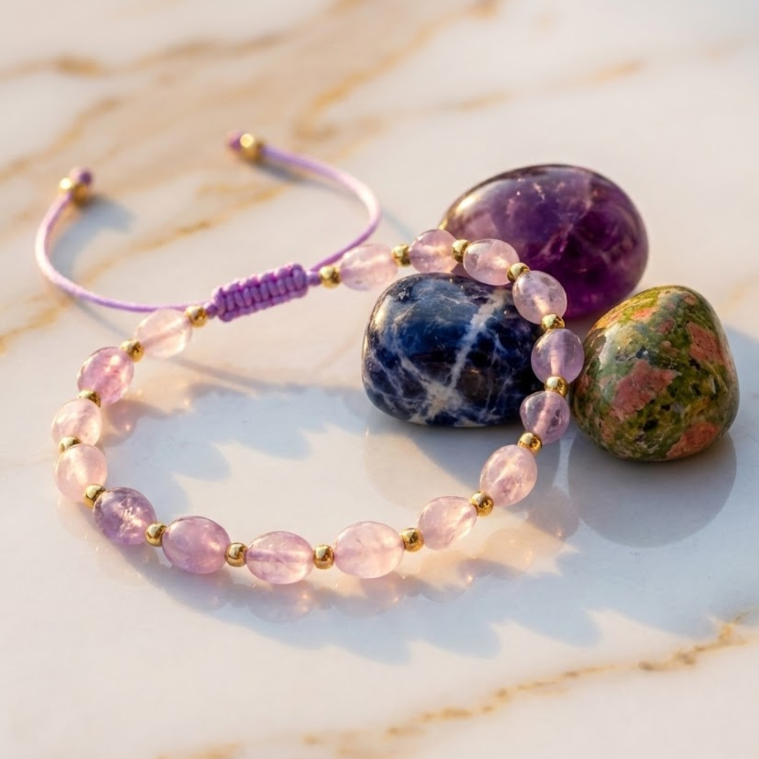 Zestaw Wewnętrzny Spokój - Bransoletka, Świeca i Kamienie