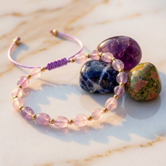 Zestaw Wewnętrzny Spokój - Bransoletka, Świeca i Kamienie