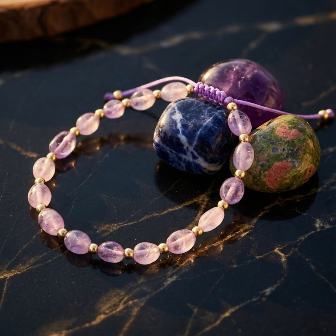 Zestaw Wewnętrzny Spokój - Bransoletka, Świeca i Kamienie