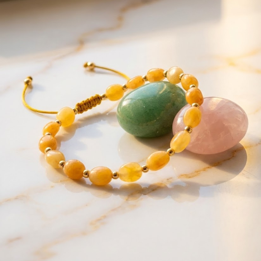 Zestaw Witalność + Szczęście - Bransoletką, Świeca i Kamienie