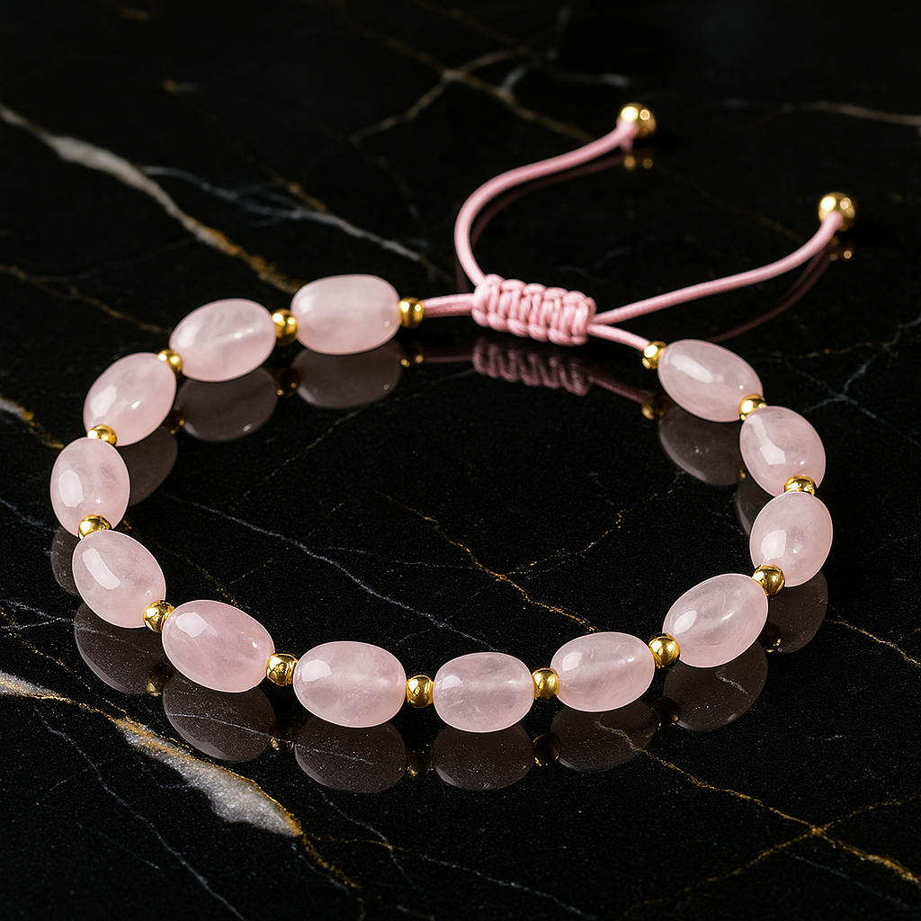 "Obłęd"- bransoletka miłości z różowego kwarcu