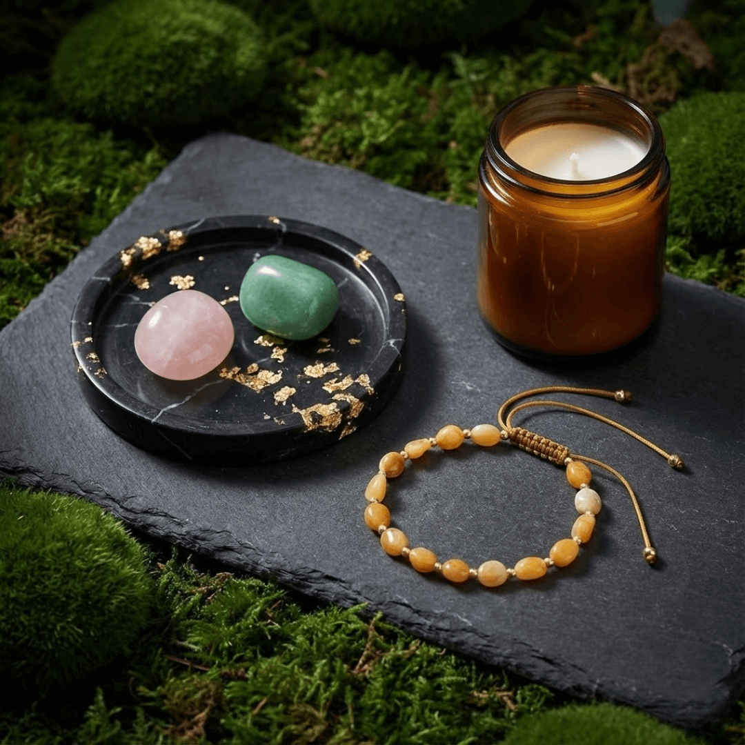 Wieczna Młodość + Szczęście - Zestaw Kamieni z Bransoletką i świecą intencyjną