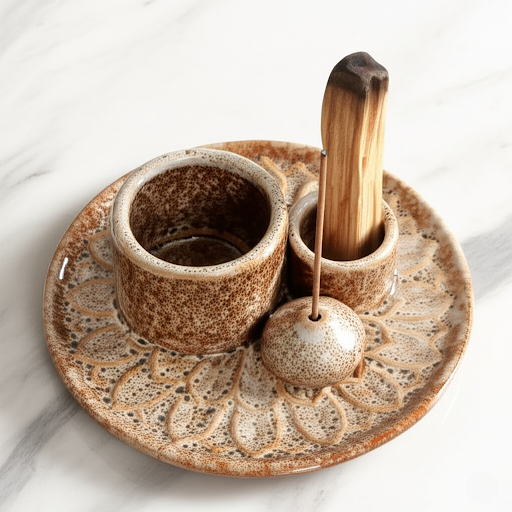 Ceramiczne podstawki pod kadzidełka - Ziemisty Brąz