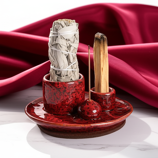 Ceramiczne podstawki pod kadzidełka - Rubinowa Czerwień