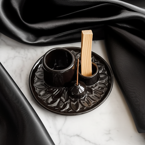 Ceramiczne podstawki pod kadzidełka - Czerń