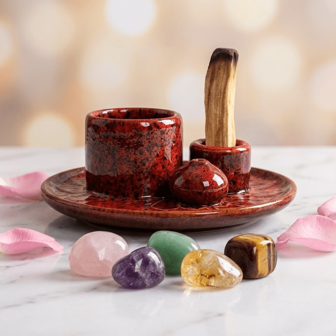 Miłość + Szczęście - Zestaw Magicznych Kamieni z Podstawką i Palo Santo