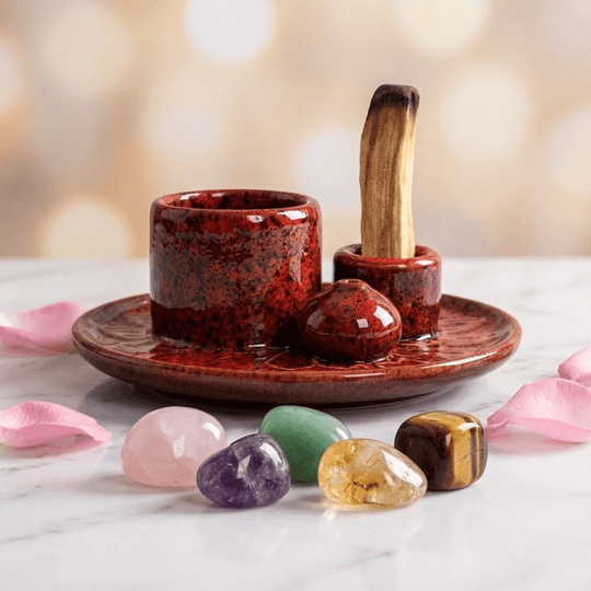 Miłość + Szczęście - Zestaw Magicznych Kamieni z Podstawką i Palo Santo