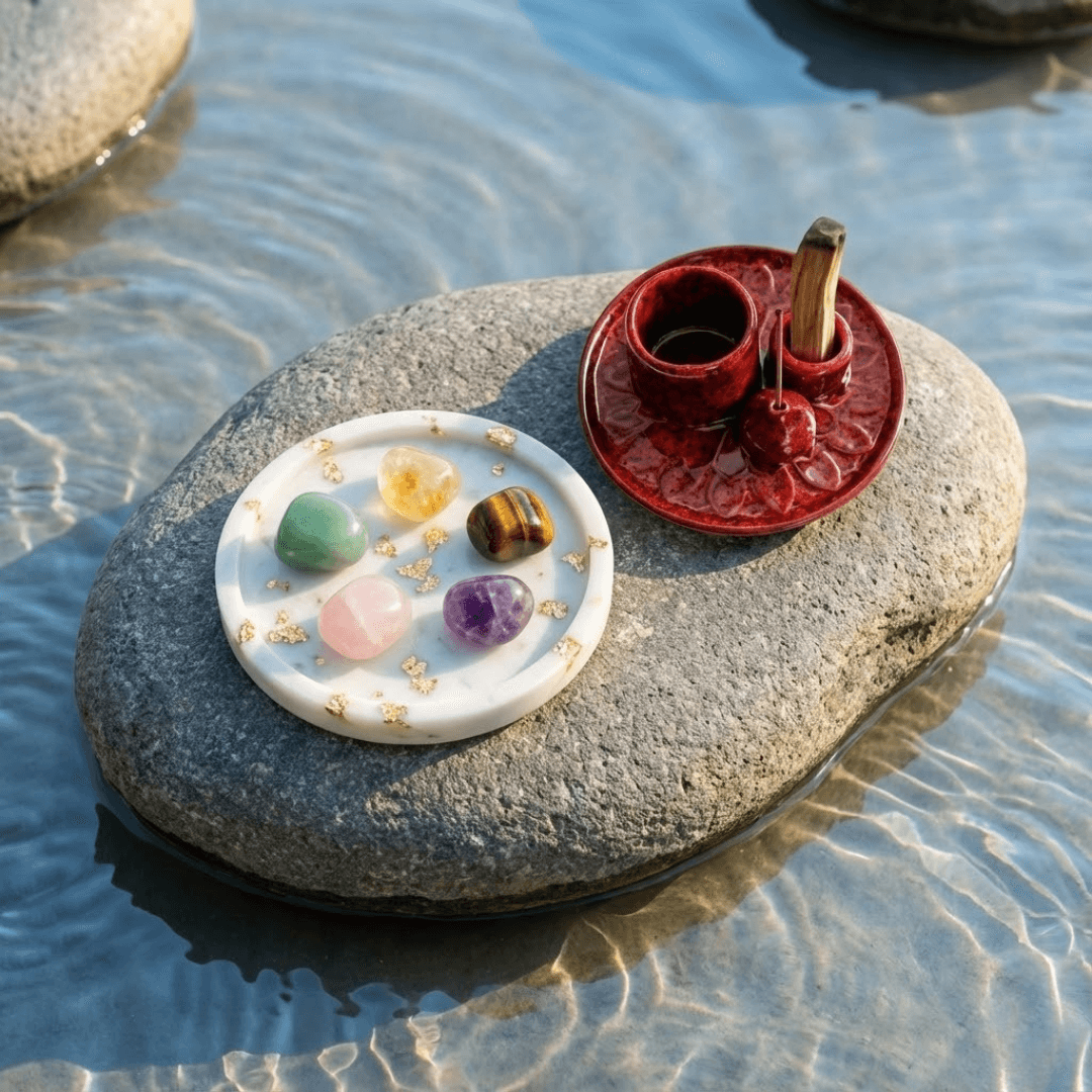 Miłość + Szczęście - Zestaw Magicznych Kamieni z Podstawką i Palo Santo
