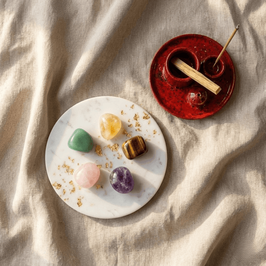 Miłość + Szczęście - Zestaw Magicznych Kamieni z Podstawką i Palo Santo