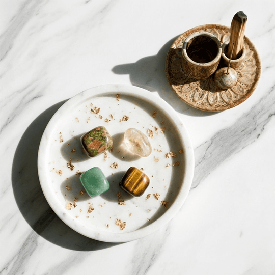 Nowy Początek + Szczęście - Zestaw Kamieni z Podstawką i Palo Santo