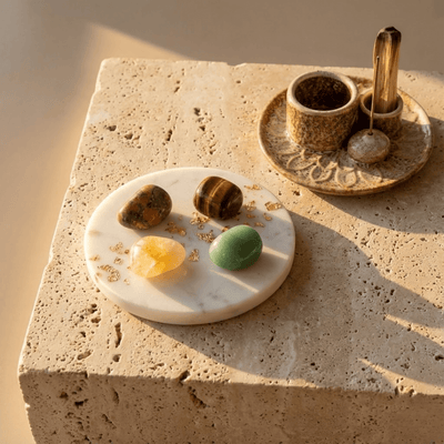 Nowy Początek + Szczęście - Zestaw Kamieni z Podstawką i Palo Santo