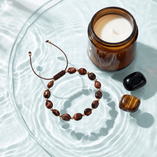 Podwójna Ochrona - Zestaw Kamieni z Bransoletką i świecą intencyjną