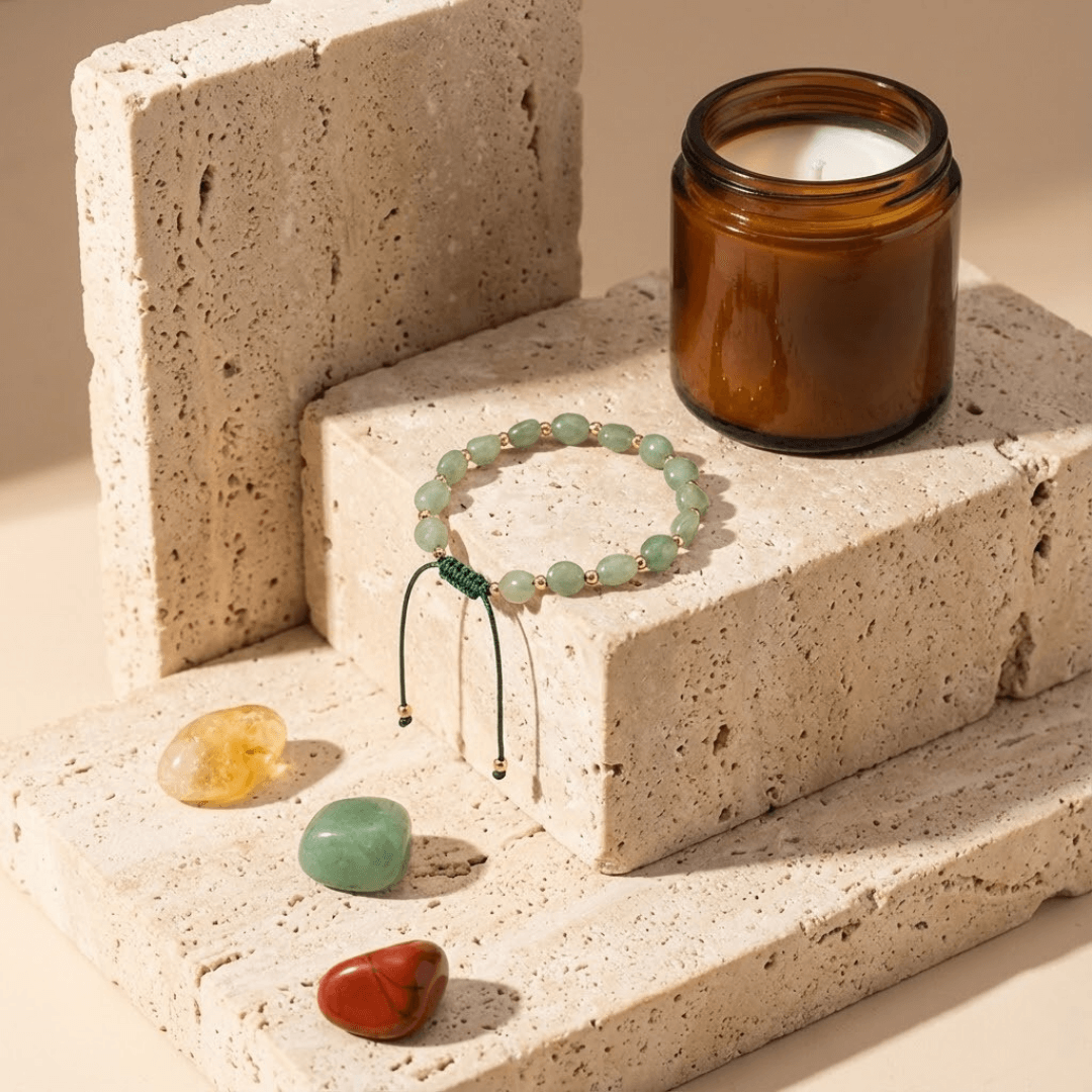 Pieniądze + Bransoletka Sukcesu - Zestaw Kamieni z Bransoletką i świecą intencyjną