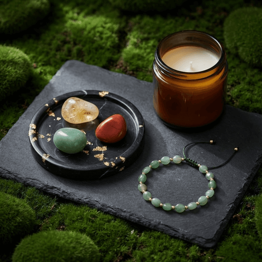 Pieniądze + Bransoletka Sukcesu - Zestaw Kamieni z Bransoletką i świecą intencyjną