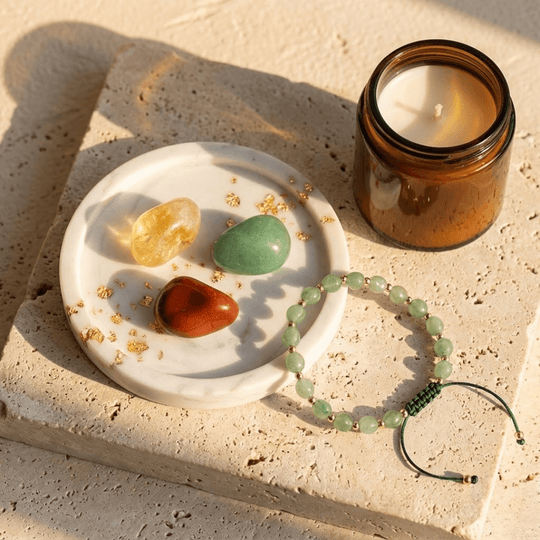 Pieniądze + Bransoletka Sukcesu - Zestaw Kamieni z Bransoletką i świecą intencyjną