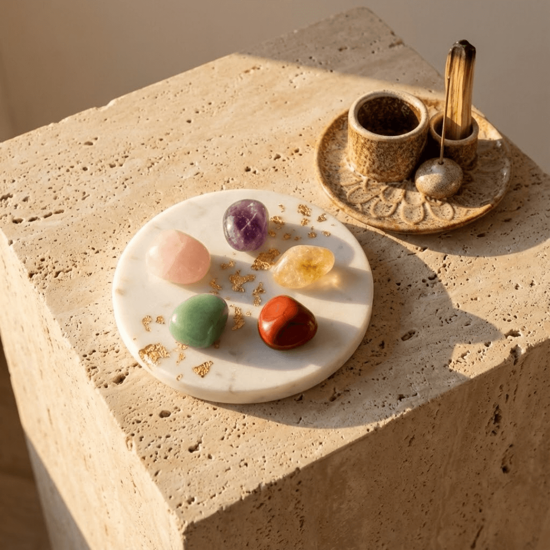 Miłość + Pieniądze - Zestaw Kamieni z Podstawką i Palo Santo