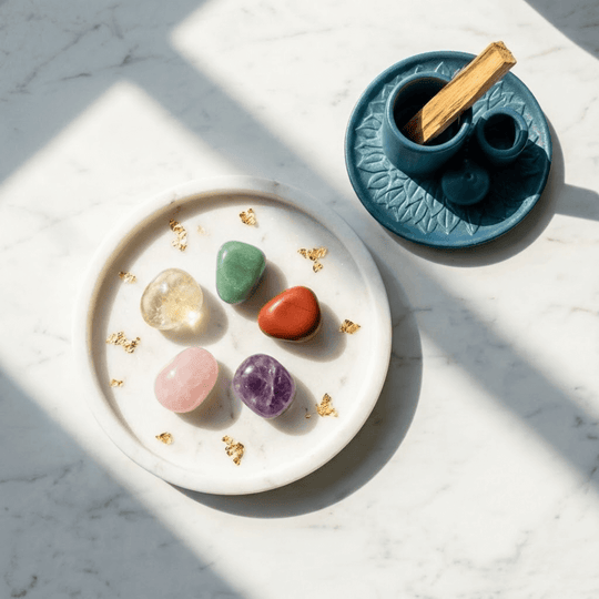 Miłość + Pieniądze - Zestaw Kamieni z Podstawką i Palo Santo