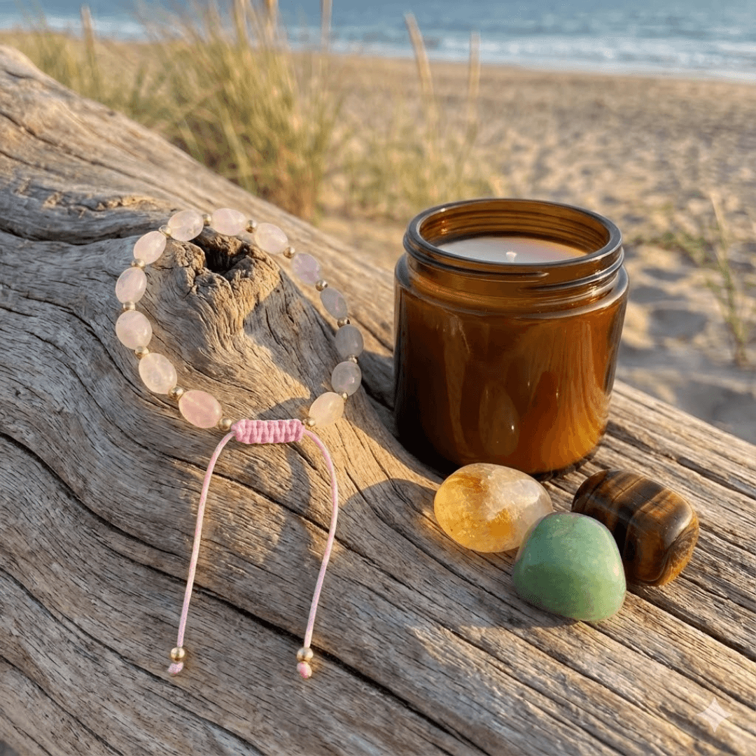 Szczęście + Bransoletka Miłości - Zestaw Kamieni z Bransoletką i świecą intencyjną