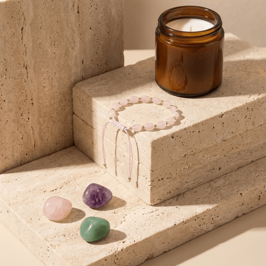 Szczęście + Bransoletka Miłości - Zestaw Kamieni z Bransoletką i świecą intencyjną