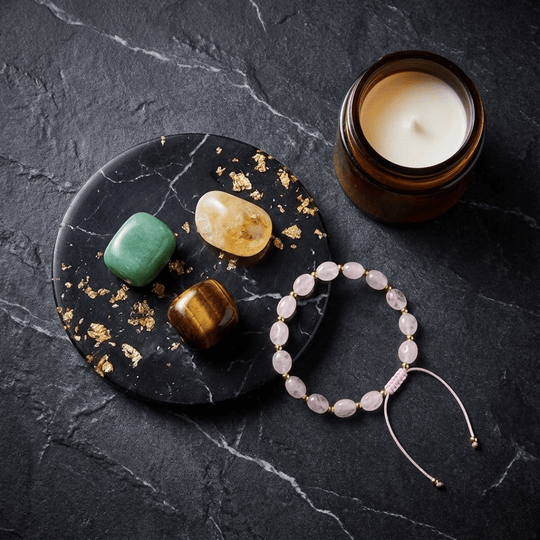 Szczęście + Bransoletka Miłości - Zestaw Kamieni z Bransoletką i świecą intencyjną