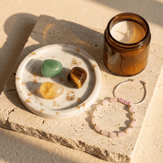 Szczęście + Bransoletka Miłości - Zestaw Kamieni z Bransoletką i świecą intencyjną